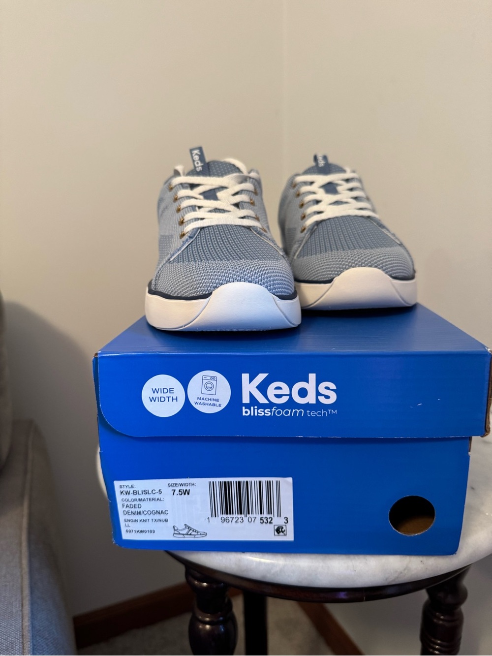 Authentic Keds Faded Denim Lace-Up Sneakers - Blue